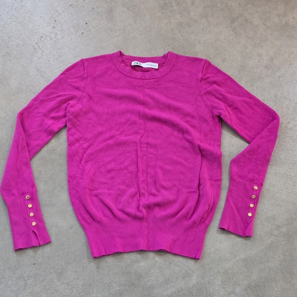 Zara Sweaters - Zara | Long Sleeve round neck cardigan Fushia Small